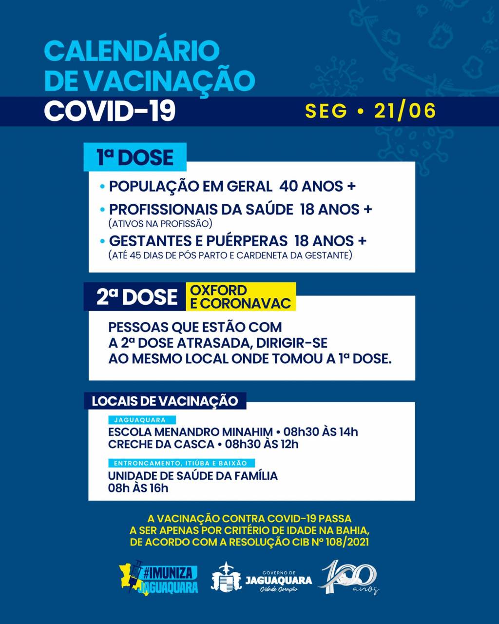 Calendário de Vacinação | 21/06 