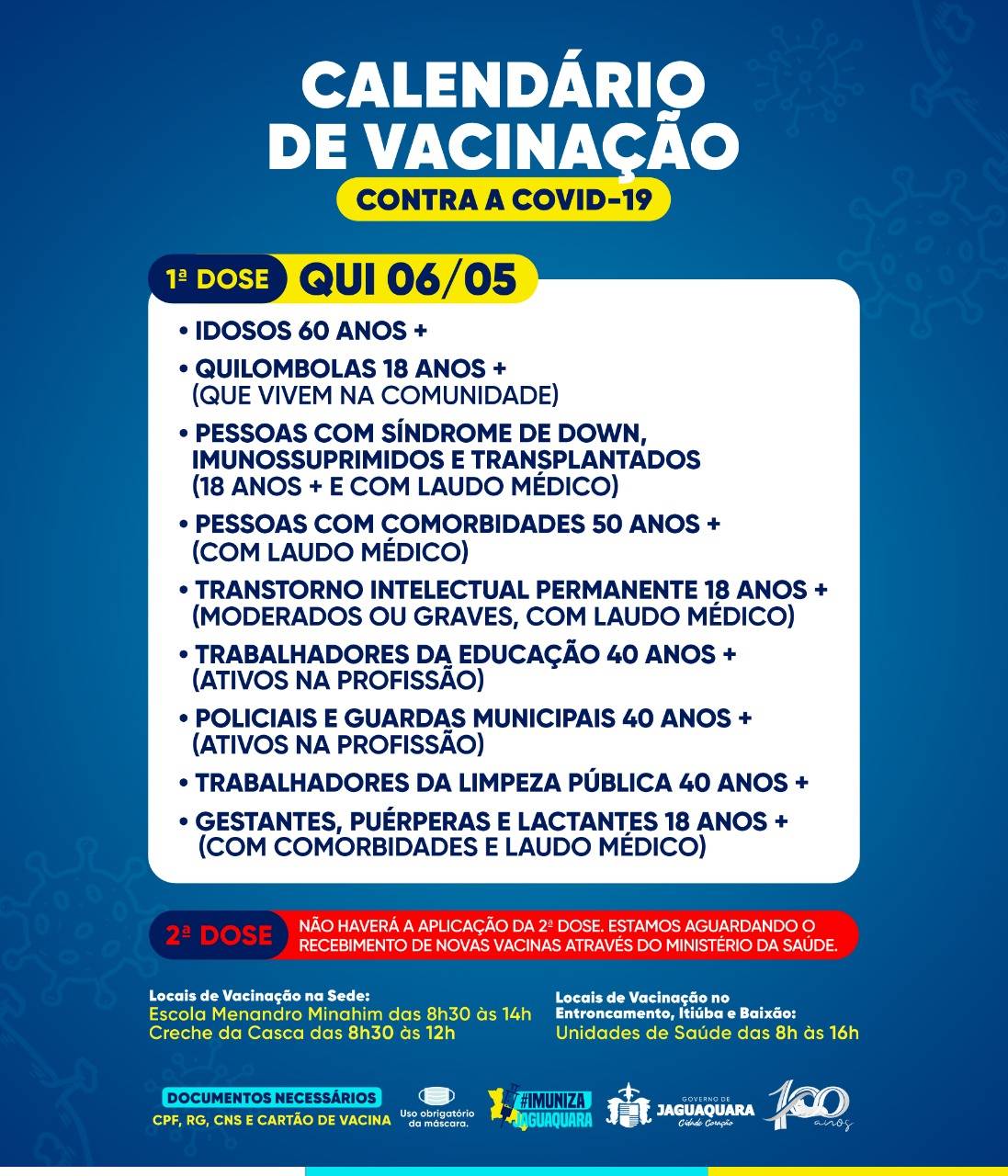 Calendário de Vacinação  06 de Maio