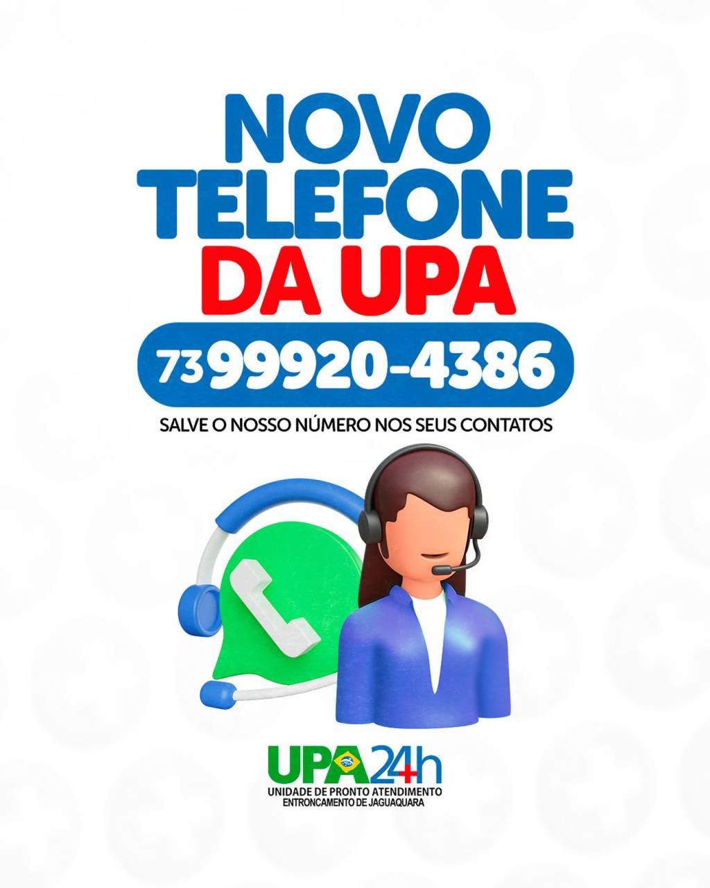 Novo número de contato da UPA 24hs