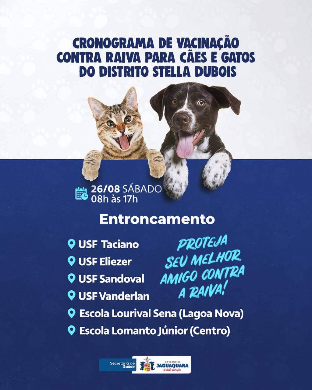 CAMPANHA DE VACINAÇÃO CONTRA RAIVA PARA CÃES E GATOS