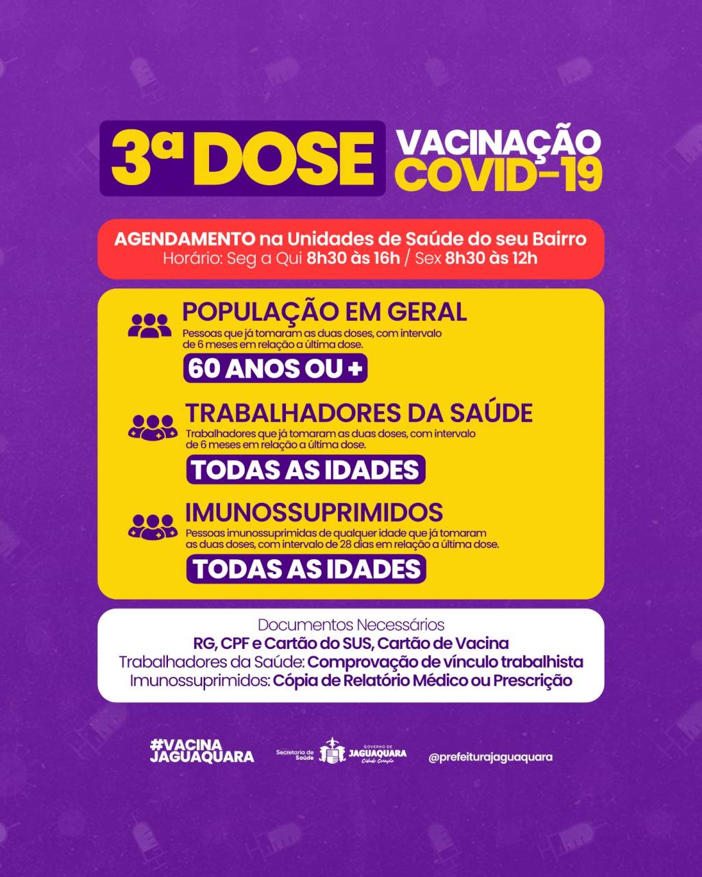 Agendamento da 3ª dose!