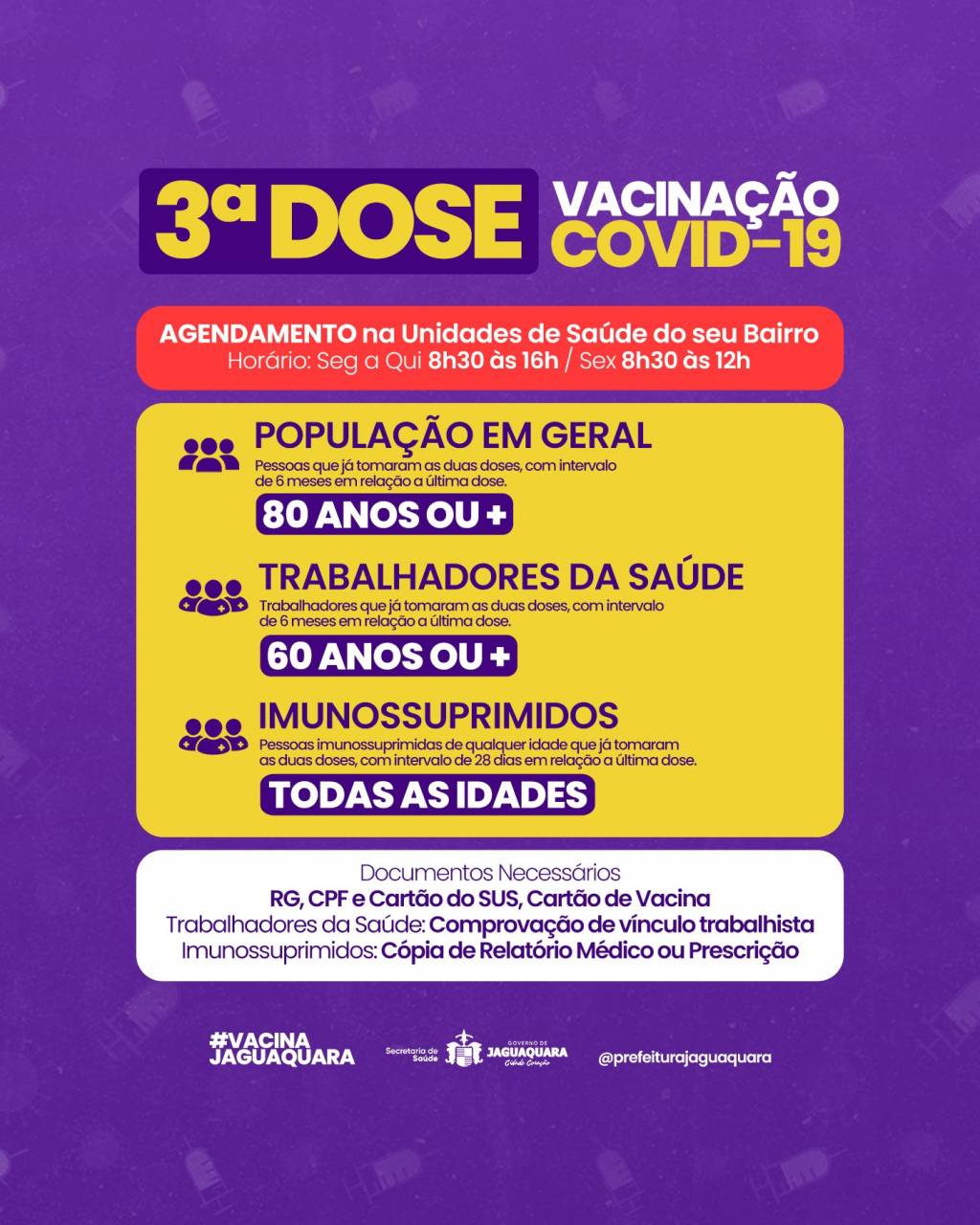 Agendamento da 3ª dose