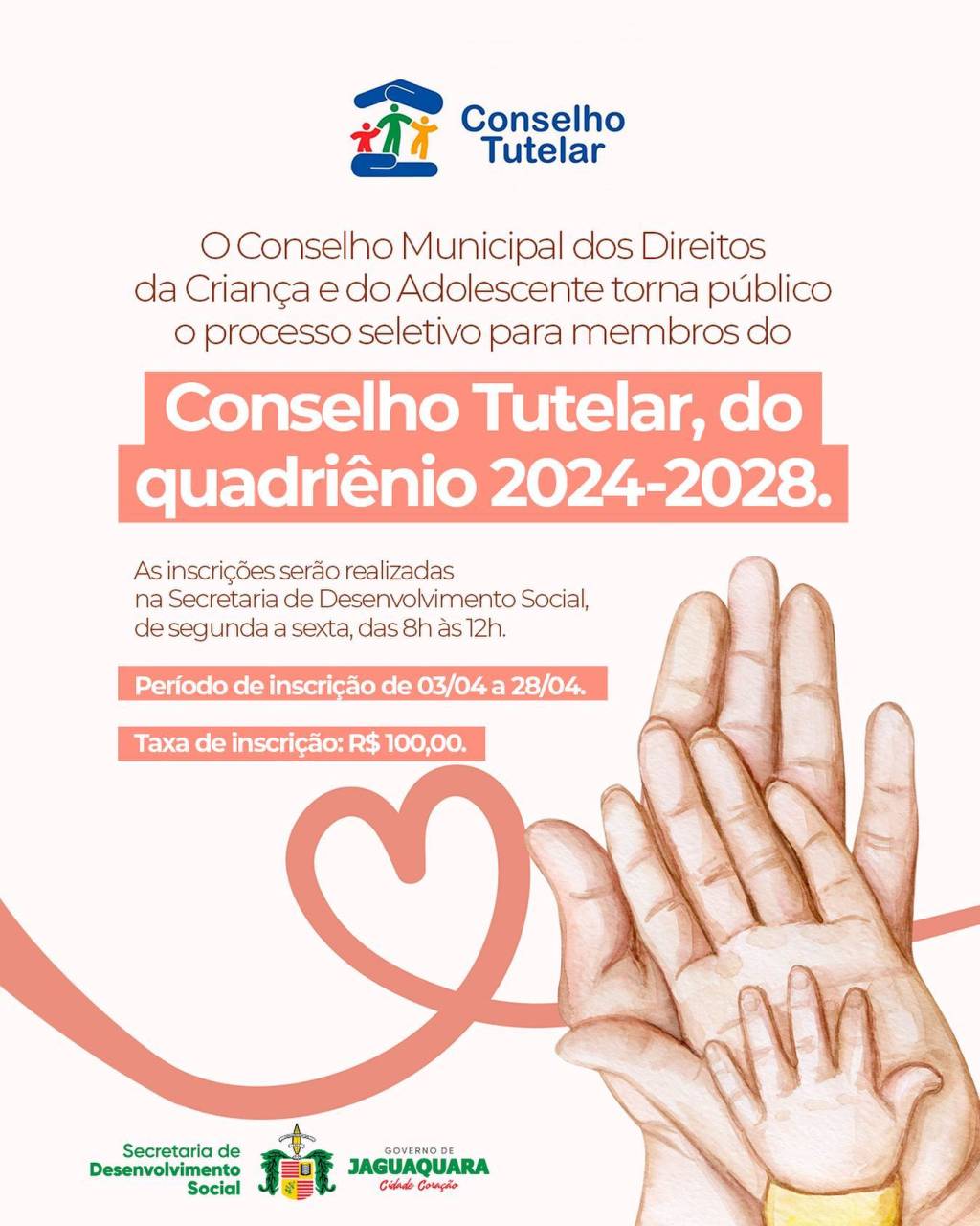 Inscrições abertas para o  Conselho Tutelar.